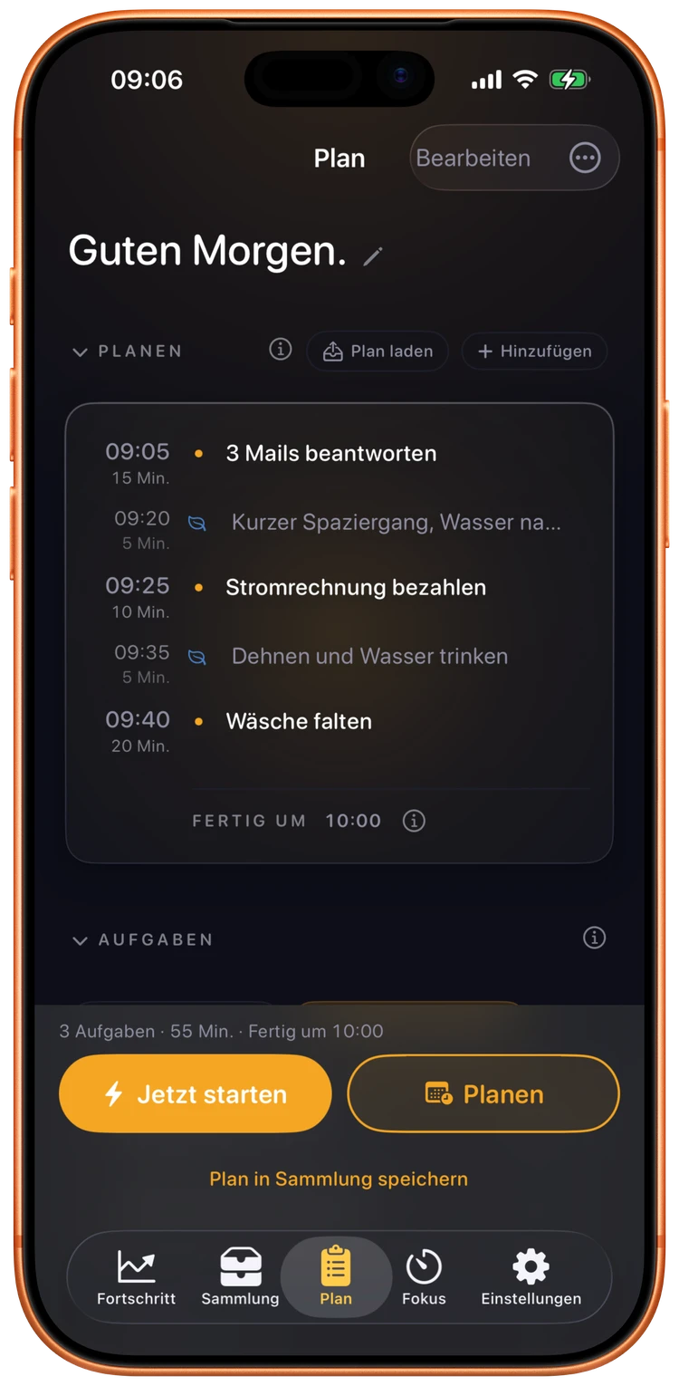 Ebbi plant einen Nachmittag mit Aufgaben und Resets